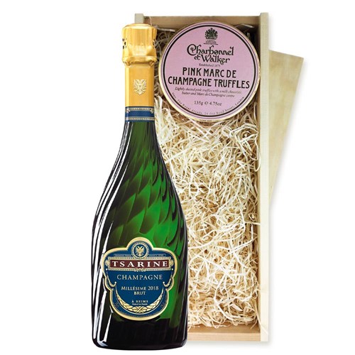Tsarine Millesime 2008 Brut Champagne 75cl And Pink Marc de Charbonnel Chocolates Box